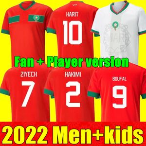 Camisas de futebol da Copa do Mundo Marrocos HAKIMI Maillot marocain 22 23 ZIYECH EN-NESYRI camisas de futebol masculino kit infantil HARIT SAISS IDRISSI BOUFAL camisa Maroc