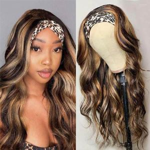 Sterly Ombre Highlight Headband Wig Human Hair Body Wave Glueless Brazilian Wigs For Women Full Machine Made Remy