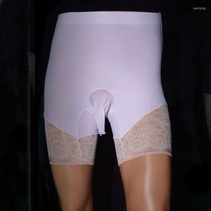 Külot seksi külot sissy yüksek yükselme dantel buz ipek egzotik giyim pürüzsüz penis torbası homme boksör sexi iç çamaşırı