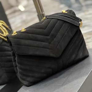 7 En ny höst kvinnors väska och vinterläder toppdesigner loulou faux hjort nubuck mode retro v-mönster en axel crossbody bär kedja original