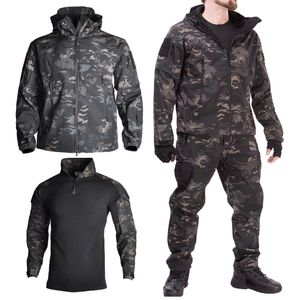 Vandring arméjackor män militär camping taktisk jacka haj hud softshell vattentäta skjortor airsoft vindbrytare jakt kläder