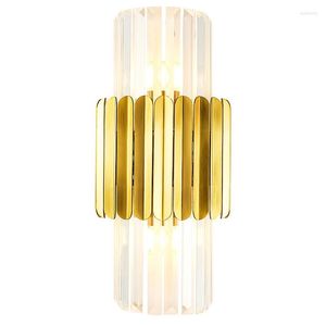 Lâmpadas de parede Modern Gold Gold Crystal Light Bedside para quarto da sala decoração da casa Led Sconce Banheiro Iluminação Interior Luminárias