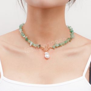 Bohemian Natural Stone Bead Choker Naszyjnik ręcznie robione nieregularne kamienne naszyjniki damskie obroń