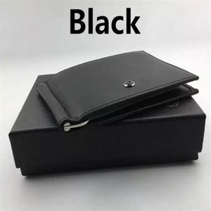 Classic Black Genuine Leather Bifold Male Purse Billfold Wallet Money Clip Men Clamp for Money Case Luxury Credit Card Holder Pouc295A