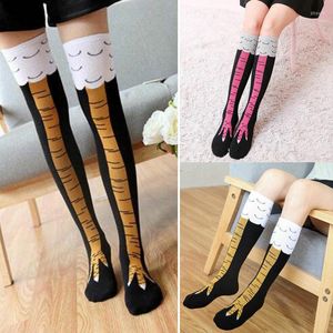 Women Socks Girl Above/Below Knee-High Stockings Chicken Feet Printed Leg Long Thigh 3D Gifts