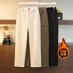 Pants 150Kg Plus Size Women's Hip 154 Autumn Winter Loose Fleece High Waist Casual Wide Leg 3-Colors 5XL 6XL 7XL 8XL 9XL