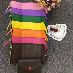 Klassische Damenhandtasche aus hochwertigem Leder, bedruckt, kurze Geldbörse, Bonbonfarben-Tasche 41938, Reißverschlusstasche, Victorine242y