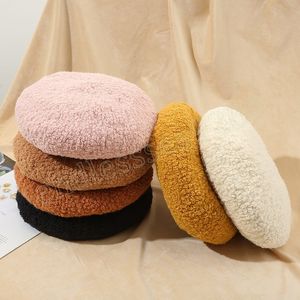 Solid Color Women Lamb Velvet Autumn Winter Warm Beret Cap Femme All-Match Pumpkin Painter Hat