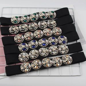 Belts High Quality Glasses Rhinestone Waist Belt Women Luxury Crystal Gem Studded Elastic Band Dress Shirt Corset Strap Bling Cintura