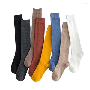 Frauen Socken Japanischen Harajuku Einfarbig Strumpf Nette Maiden Reine Baumwolle Warm Halten Atmungsaktive Strümpfe Oberschenkel Vier Jahreszeiten