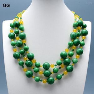Kolye Kolye Guaiguai Takı Sarı Yeşil Jades Kolye Çoklu Telleri Yuvarlak Yeşim Chokers 21 '' Kadınlar için