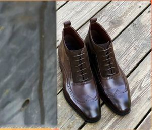 Мужские ботинки, модные ботинки броги из натуральной кожи на шнуровке, ботинки Chelse, обувь
