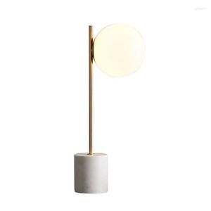 Table Lamps Modern Marble Lamp Ball Glass Shade Lights Desk For Bedroom Design Home Decoration Lumiaires Creative Lighting