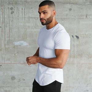 Men's T Shirts Black White Red Casual T-shirts Men Fitness T-shirt Solid Color Mens Tee Shirt Workout Clothing Tops Tees S-XXL