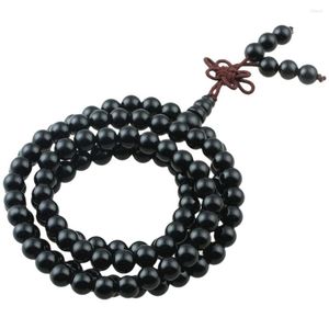 Strand Sunyik Black Onyx Stone Charme Pulseira 6mm 108 Mala Mala Meditação Meditação Cura Energia Jóia de Jóias para Mulheres