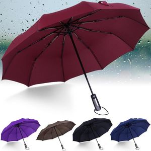 Gadżety na zewnątrz wiatrakowe 3 krotki automatyczny składany parasol 10 kość kompaktowa podróż Parasol UV Resistance Rain Men Men Dift Dift