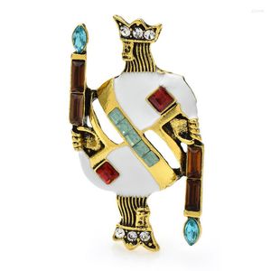 Broches wulibaby vintage rei para mulheres homens esmalte shinestone poker cartões casuais brooch pins presentes