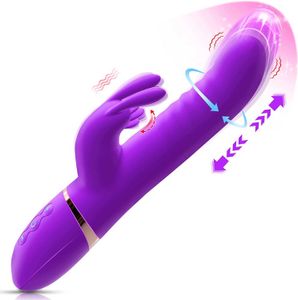 Seks Oyuncak Tavşan Vibratörleri Bir Tıklama Orgazm Isıtma Fonksiyonu 5'te 1 Klitoral G-Spot Dildo Vibratör 3 İtme Dönüşü 8 BW82