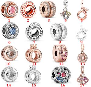 Genuine 925 Sterling Silver Fit Pandora Bracelet Charms Crown Letter O Fan Beads Love Heart Blue Crysta Charm For DIY Beads Charms3053238
