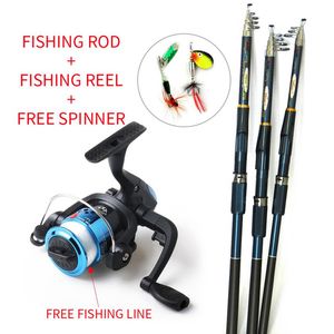 new lure fishing reels spinning reel fish tackle rods fishing rod and reel carbon frp rod ocean rock lure and line as gift231h