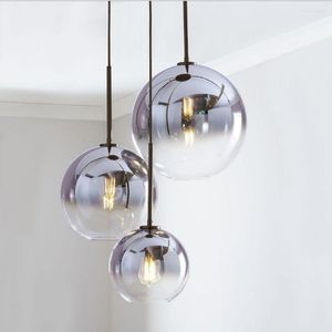 Pendant Lamps Nordic Modern Designer 3D Gold Edison Ball Glass LED Hanging Light Lamp For Kitchen Loft Living Room Bar Dining