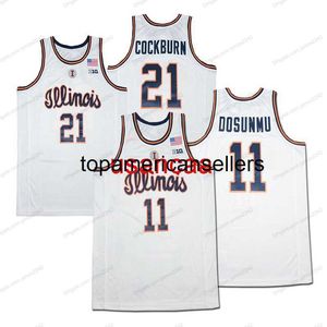 Illinois Fighting Illini Ayo Dosunmu Kofi Cockburn College Basketball Jersey Men's All Stitched White Size S-XXXL