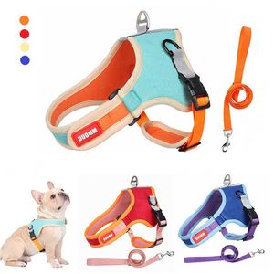 Collari per cani Guinzagli Pettorina per cani regolabile Guinzaglio Set Easy Walking Cucciolo Pettorina per gatti Gilet Bulldog francese Collare per chihuahua Corda per cani di piccola taglia T221212