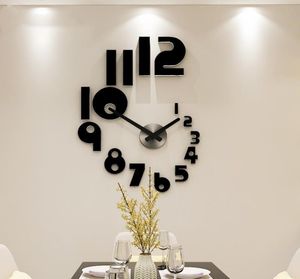 Duvar Saatleri Yaratıcı Numaralar Diy Saat Oturma Odası İçin Modern Tasarım Ev Dekoru Akrilik Ayna Çıkarmaları3724418
