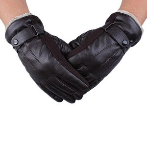 fingerless gloves hand Warmer gloves men Mens PU Leather Winter Driving Warm Gloves Cashmere