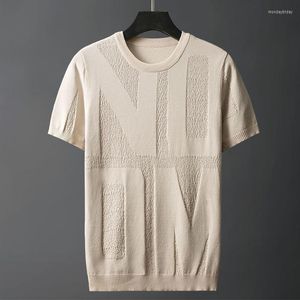 Męskie koszule 2022 mężczyzn Summer O-Neck Ice Sweater Tops Sweter z krótkim rękawem cienkie wierzchołki TEE MĘŻCZYczo