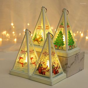 ナイトライトクリエイティブLEDポータブル三角形の窓ディスプレイライトスノーマンサンタクロースエルククリスマスツリー装飾ランプ