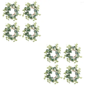 Decorative Flowers Wreatheucalyptus Flower Rings Holder Small Wreaths Boxwood Leaves Rose Wedding Easter Green Table Centerpieces Decors