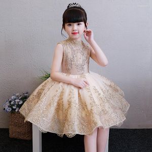 V￪tements ethniques mode Qipao Kid Girl Hobe moderne chinois Cheongsam Champagne Princesse Princesse traditionnelle Toddler Baby Ball Robes