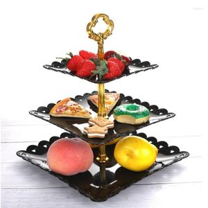 Bakeware Tools 3 Tier Cake Stand Plates European Wedding Party Food Storage Tray Plastic Three-Tier Fruit Snack Candy