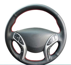 Coprivolante per auto personalizzato Accessori auto in pelle di vacchetta antiscivolo per Hyundai Elantra 2011-2016 Avante i30 2012-2016