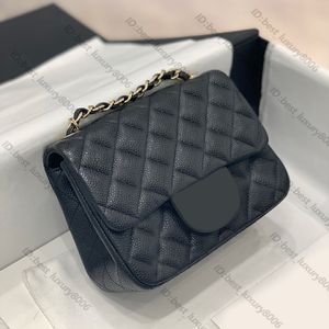 10A Top Tier Qualität Mini Square Flap Bag Designer Damen Echtleder Kaviar Lammfell Klassische schwarze Geldbörse Quilted Hangbags Crossbody Schulter Gold Chain Box Bags9