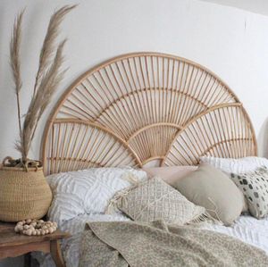 Rattan headboard Bedroom Furniture home stay model room background floor decoration ins natural rattan bed backrest