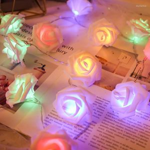 Strängar 1.5/3M LED Fairy String Light Battery Operated Rose Flower Wedding Party Valentine's Day Garland Christmas Holiday Decoration