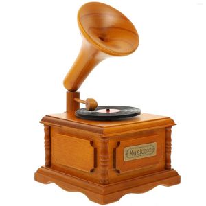 Decorative Figurines Boxmusical Crank Ornament Desktop Carouselwindpercussion Wooden Handy Boxes Decorationinstruments Kids Vintage Hand