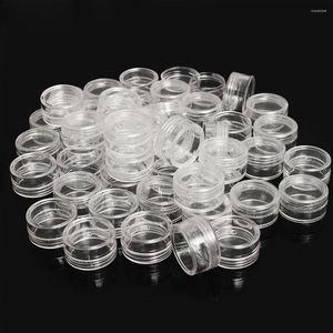 Storage Bottles 50Pcs 2.5ML Clear Plastic Jewelry Bead Box Small Round Container Jars Make Up Organizer Boxes Cosmetic Portable