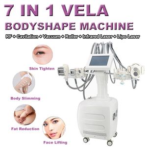 7 i 1 Vela Fat Cavitation Machine Body Slant Viktminskning Skin åtdragning RF Vakuum Roller Ljus Lipo Laser Wrinkle Borttagning Skönhetsutrustning
