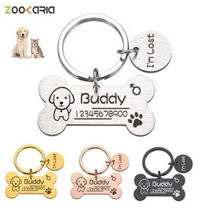 Dog Tagid -kaart Aangepaste Pet ID Tag Puppy Bot Badge Gepersonaliseerde naam Laser For Collar Cats Pendant Lucky Medal Accessorie8654053