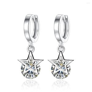 Brincos de argola S925 Brincho prateado Pentágono estrelado Tassel para mulheres Presente de casamento Lady Girl Fashion Jewelry