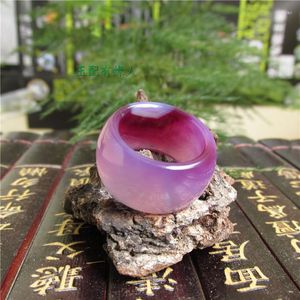 Anelli a grappolo 19.3 Natural Need Purple Chalcedony Agate Ring Pull That Ampliamento Modelli maschili e femminili Genuine Jade Finger