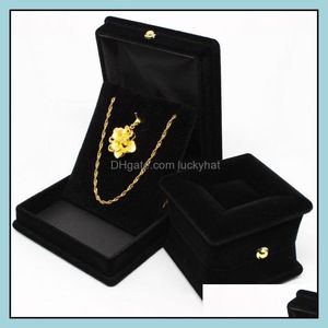 Jewelry Boxes Square Shape Balck Color Veet Rings Pendant Necklaces Display Packaging Holder Case For Wedding Birthday Drop Delivery Dhhyp