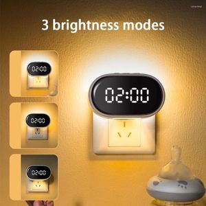 Night Lights Led Light Clock With Remote Control 3-level Dimming App Bedside Lamp For Bedroom Nursury Feeding