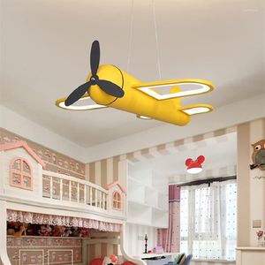 Chandeliers Children's Airplane Chandelier Eye Protection LED Smart Aircraft Hanging Lamp Modern Cartoon Home Decor Lights For Kids Room