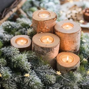 Birch Candle Holder Tree Light Holders Personlig votivt tealight för bröllopscenterstycken för bord
