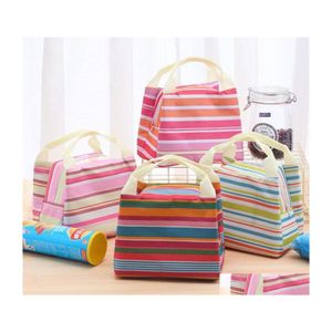 Lunch Boxes Bags Caixa de caixa port￡til Caixa de caixa de lona Piquenique Drink T￩rmica Instated Cooler Tote Bag 6 cores WQ208 Drop Delivery Hom Otige