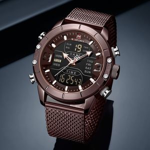 2023 NAVIFORCE Watch Men's Sports Quartz Watch Stainless Steel Waterproof LED Electronic Watch